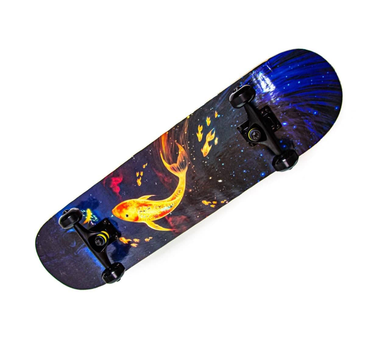 

Детский скейтборд (Скейт) для начинающих канадский клен Scale Sports "Gold Fish", Черный