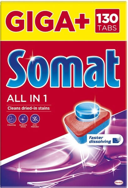 

Somat Все в одном, таблетки для посудомоечной машины 130 шт.