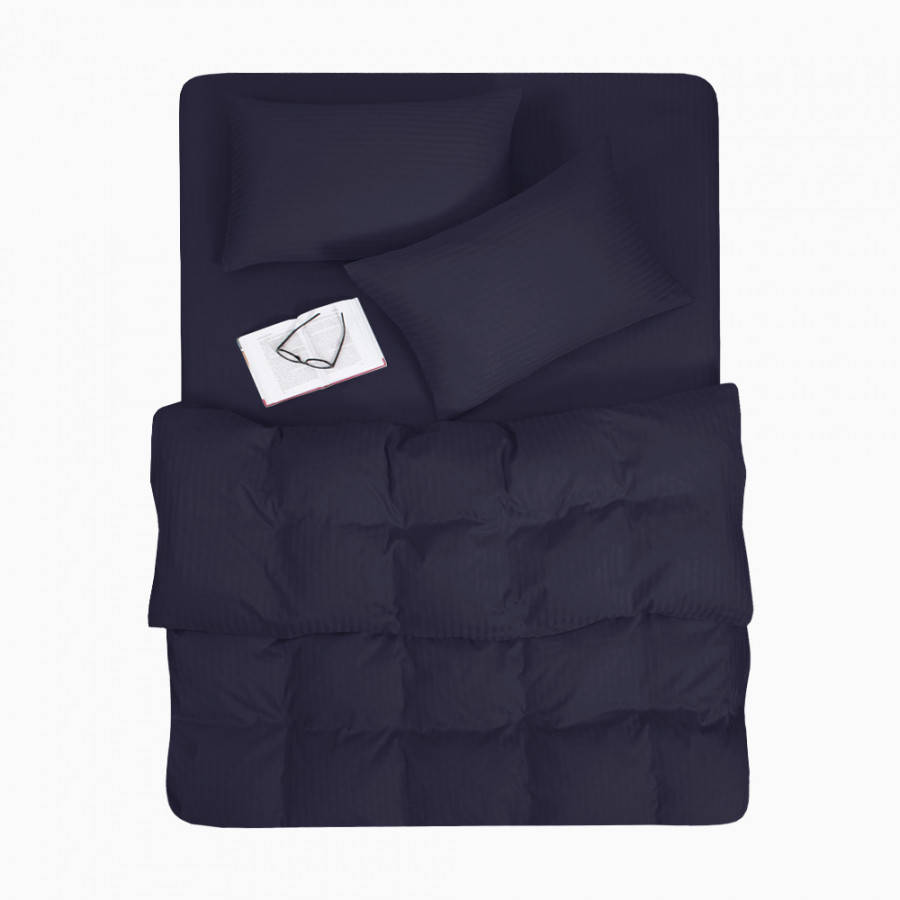 

Постельное белье Lotus Отель - Сатин Страйп темно-синий 1*1 евро (Турция)