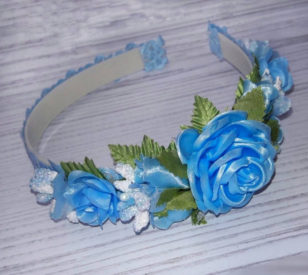 

Обруч для волосся Боковинка з мереживом блакитний, Голубой