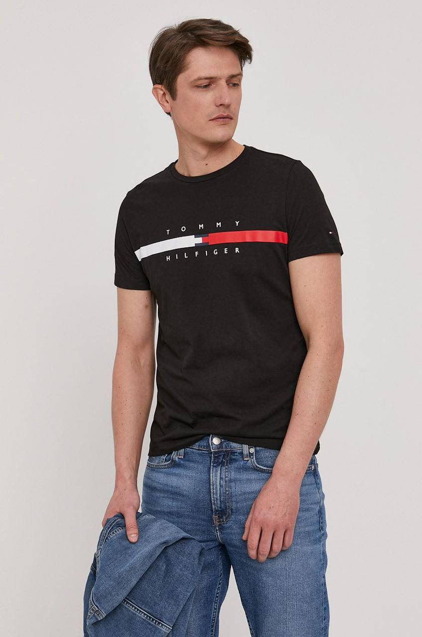 

Мужская футболка Tommy Hilfiger, черная томми хилфигер M