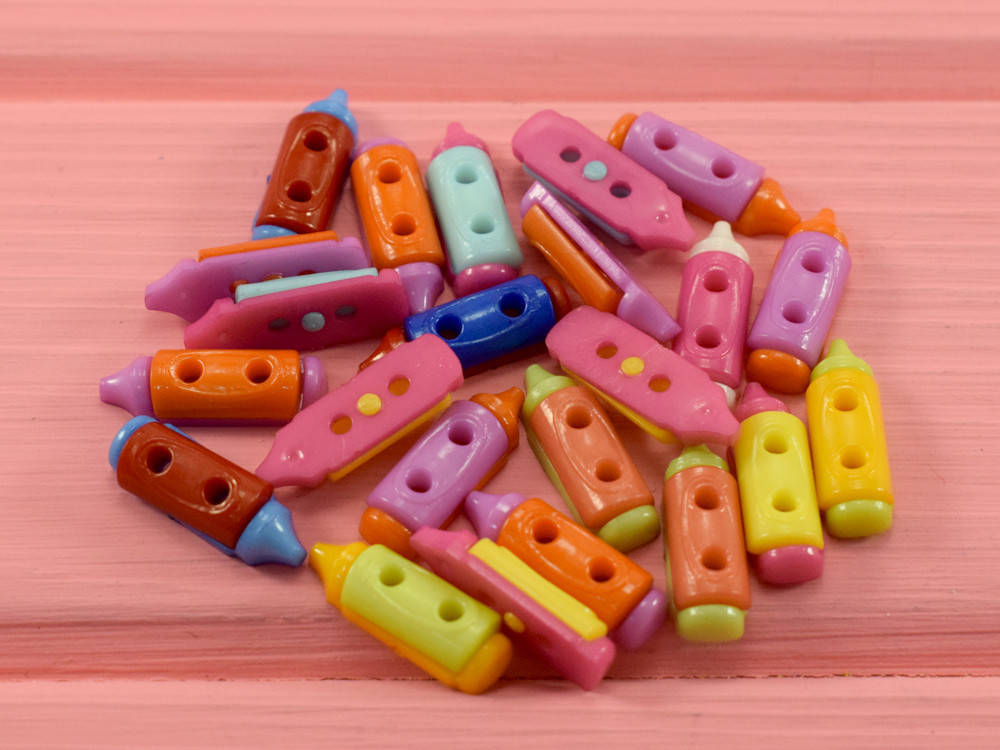 

Пуговки "Карандашики" пластиковые (10 шт.), Разные цвета