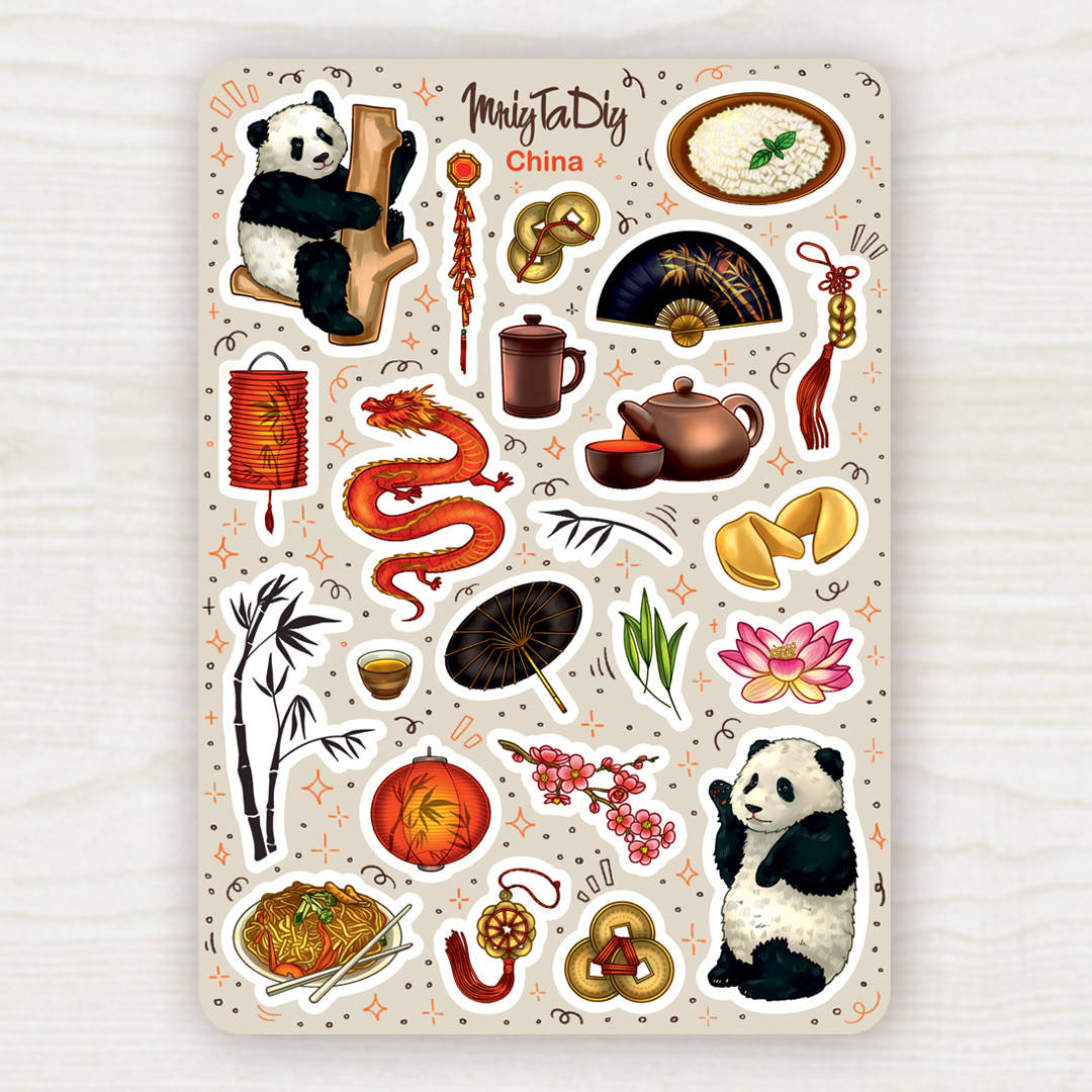 

Стикеры авторские CHINA, Зелёный