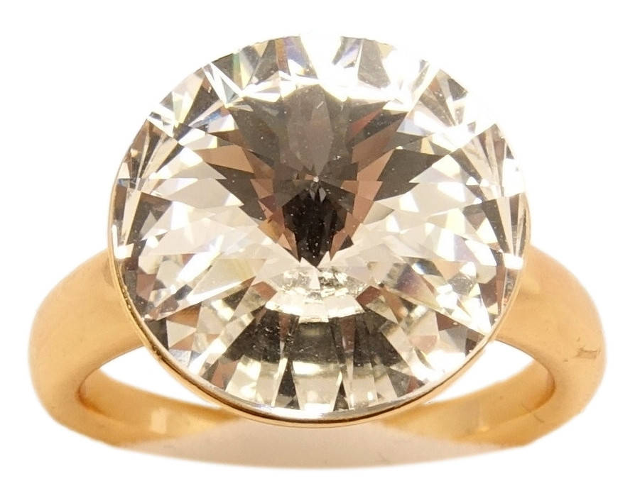 

Кольцо Xuping Позолота 18K с кристаллами Swarovski "Вставка конусный кристалл" р.18