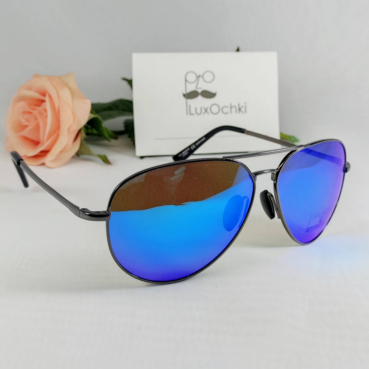 

Зеркальные поляризованные очки капли(авиатор) в тонкой металлической оправе Ted Browne