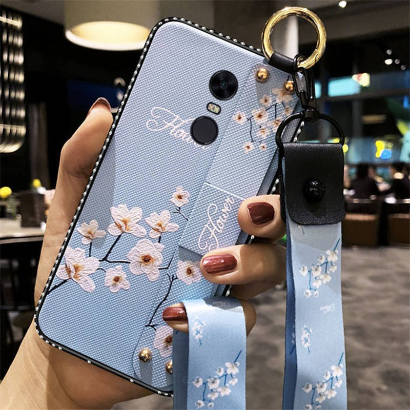 

Чехол Lanyard для Xiaomi Redmi 5 Plus бампер с ремешком Blue