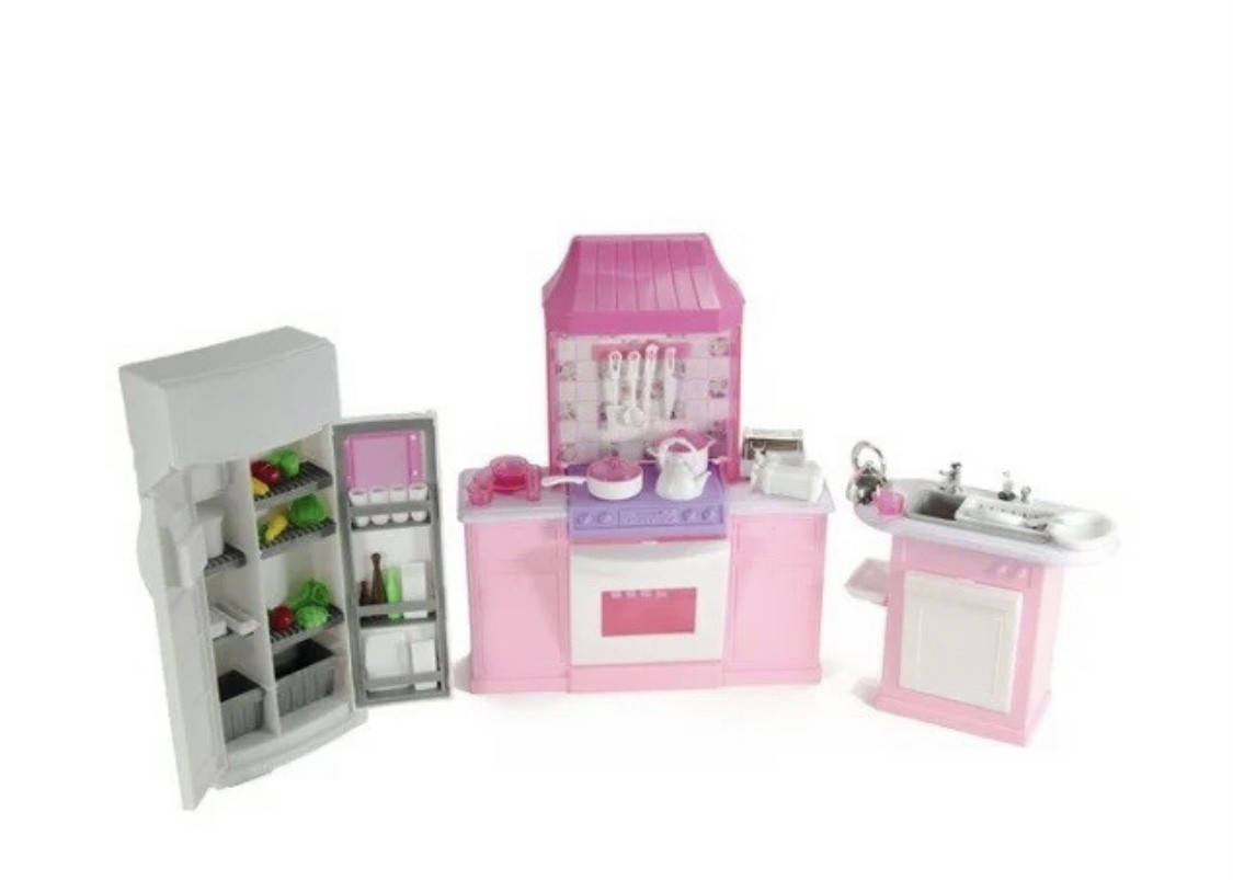 

Мебель для кукол Барби Gloria 9986 Большая кухня с холодильником
