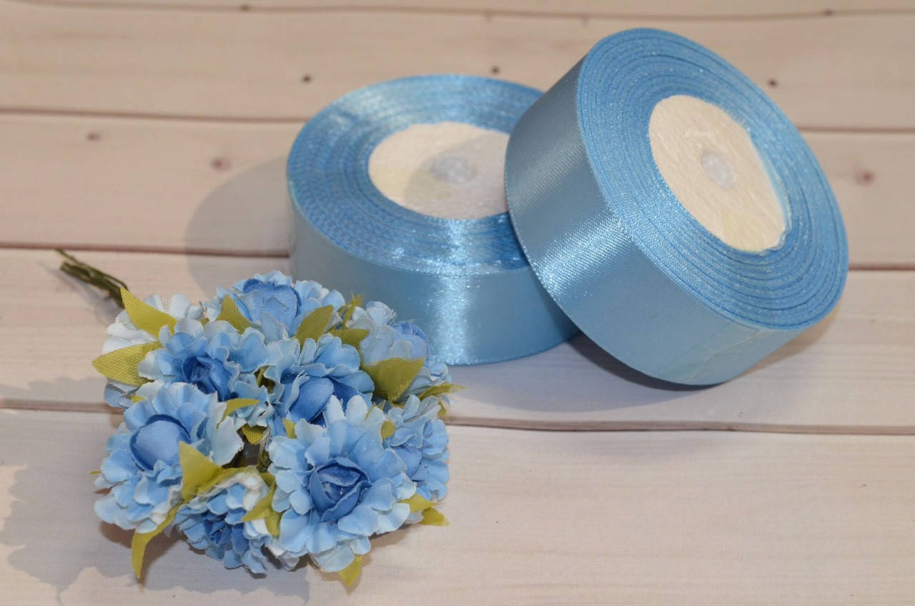 

Лента атласная 2.5 см (бабина). Цвет - голубой