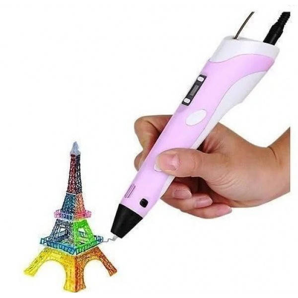 

3Д ручка для рисования с LED дисплеем 3D Pen 2 Розовая