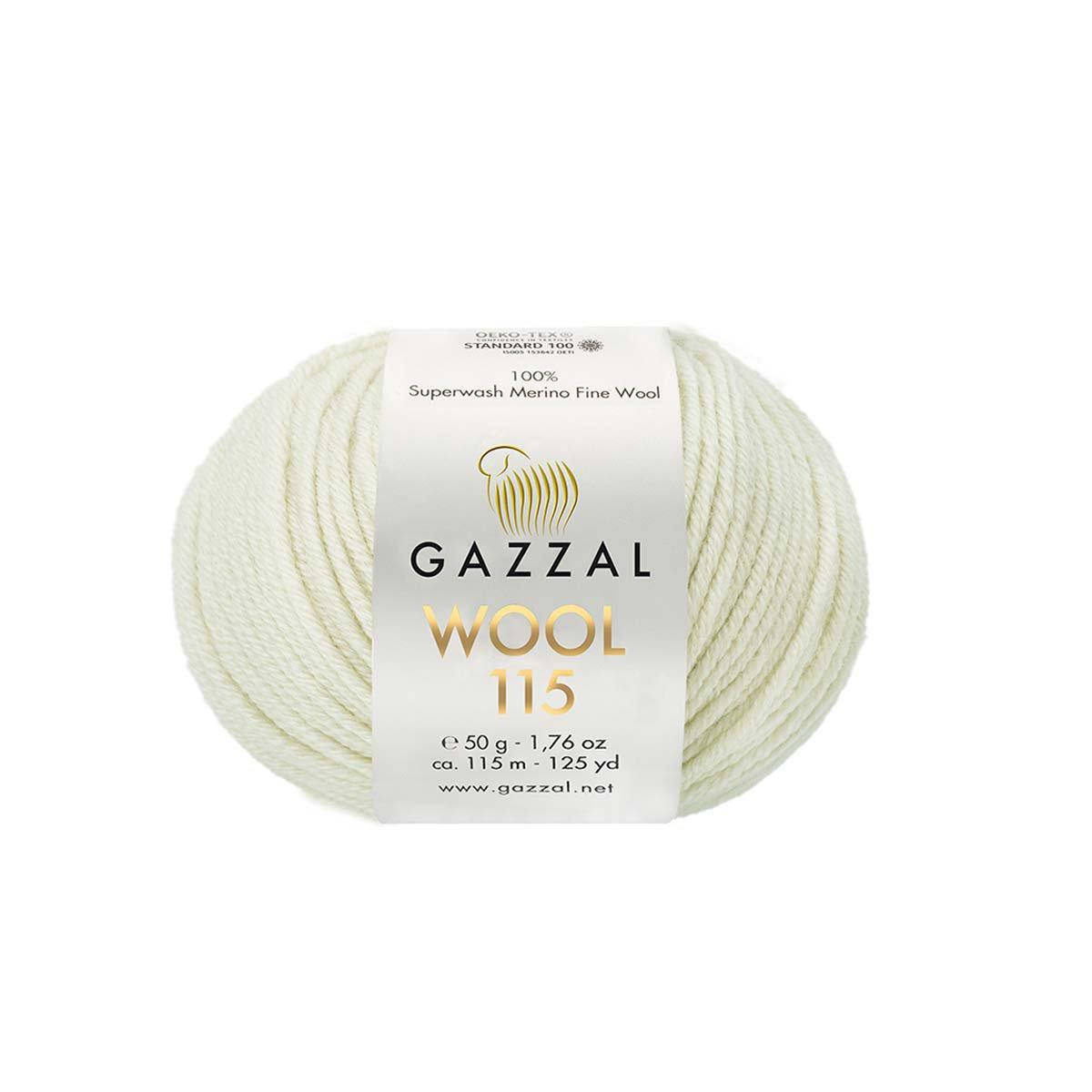 

Gazzal Wool 115 (Газзал Вул 115) № 3301 кремовый (Пряжа мериносовая, нитки для вязания)