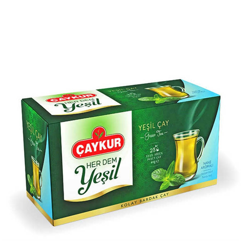 

Турецкий Чай - Зелёный чай с мятом натуральный ЧАЙКУР ÇAYKUR HER DEM YEŞİL 25 пакет