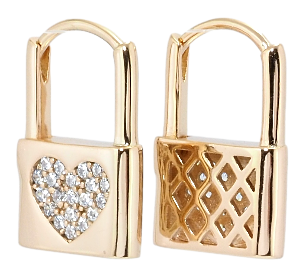 

Серьги Xuping Позолота 18K колечки "Замочки с сердечками из циркония"