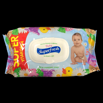 

Влажные детские салфетки Superfresh с клапаном 120 шт
