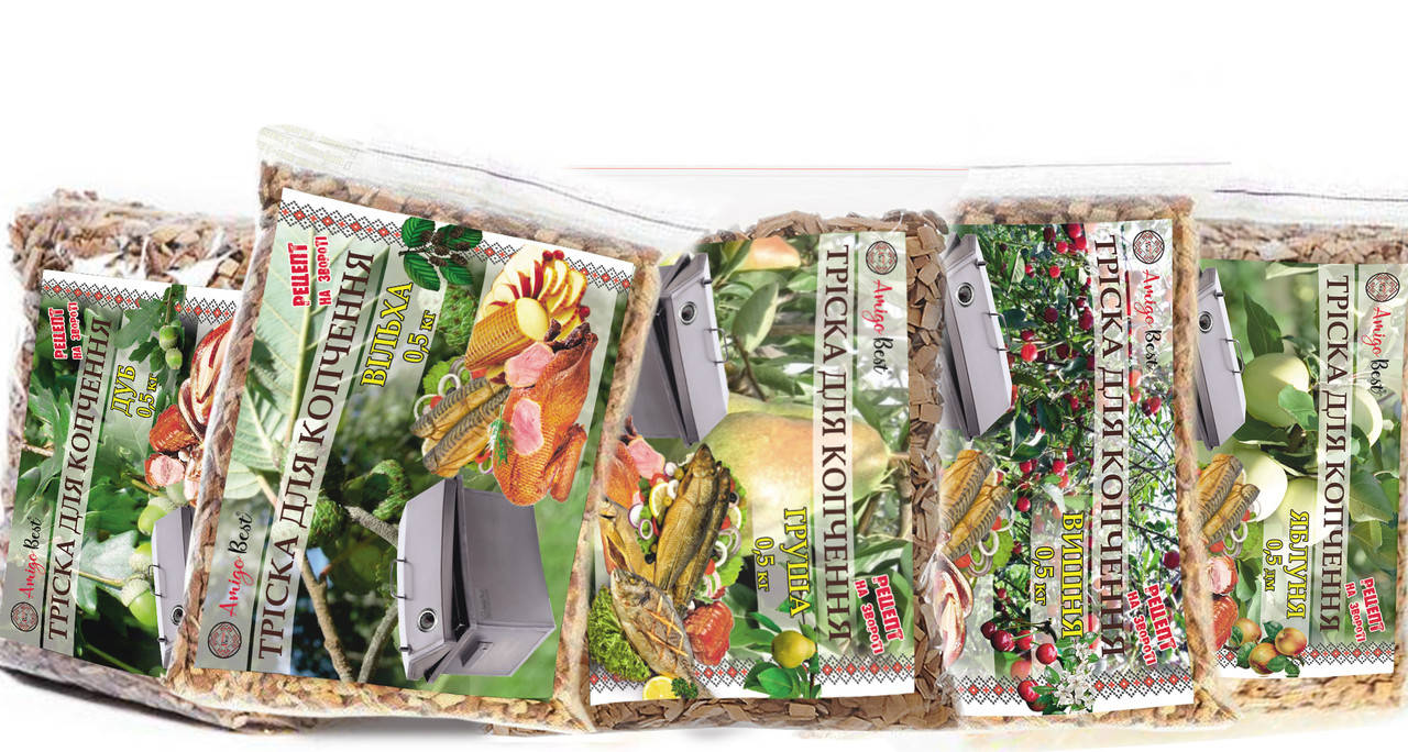 

Тріска для копчення "Набір для гурманів" (Вільха,Вишня,Яблуня,Груша,Дуб) 2,5(кг)