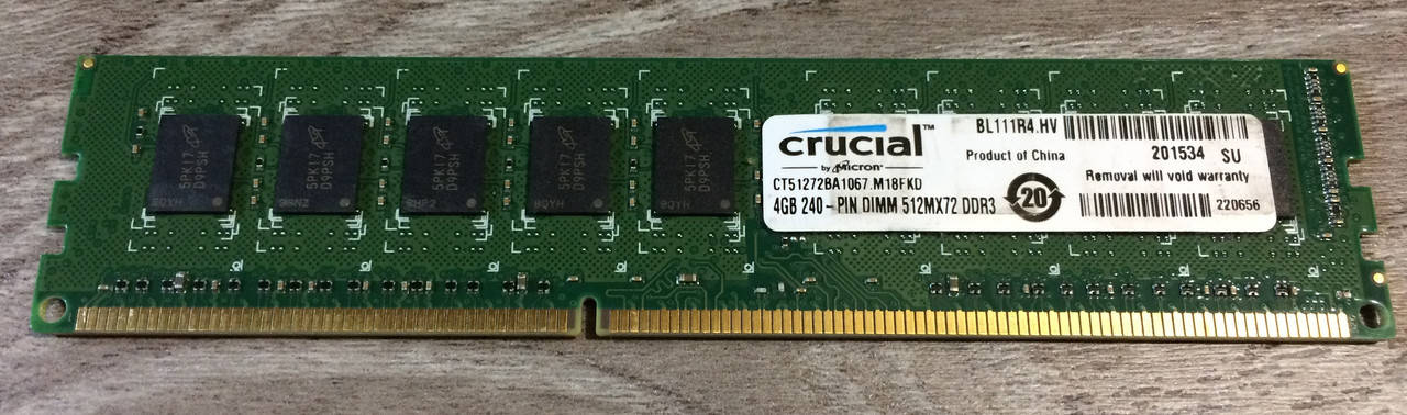 

4GB DDR3 1066MHz Crucial PC3 8500E 2Rx8 RAM ECC Оперативная память