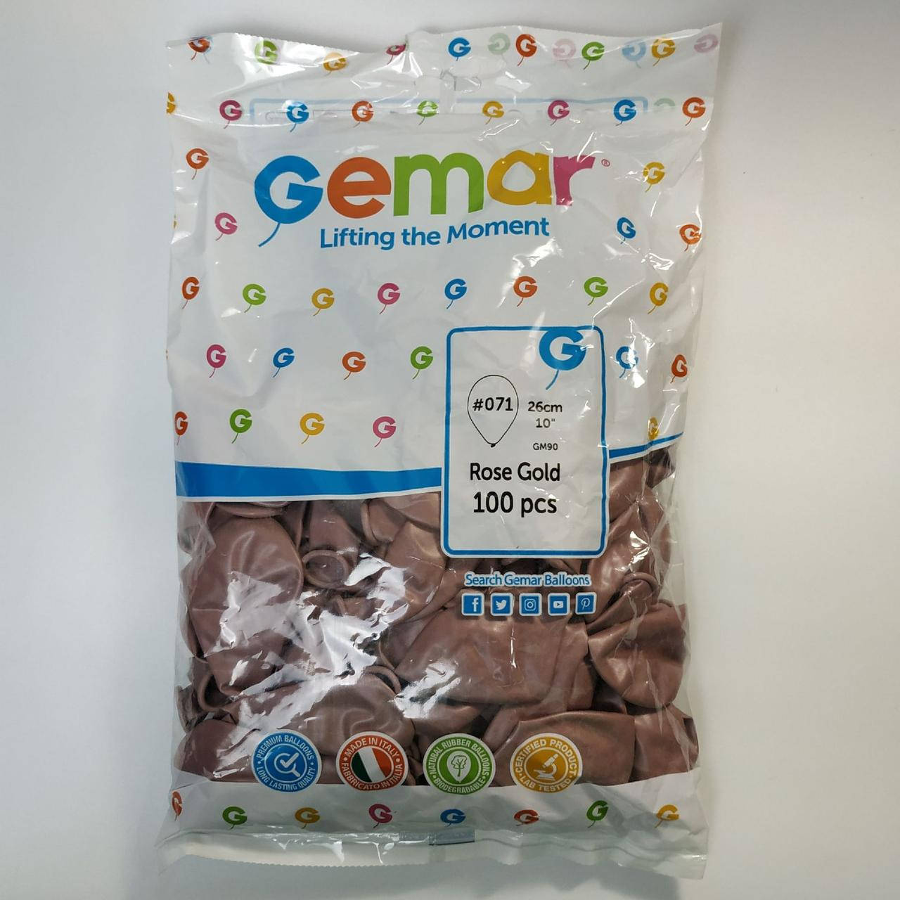 

Воздушные шары Gemar розовое золото 10"(26 см) 100 шт