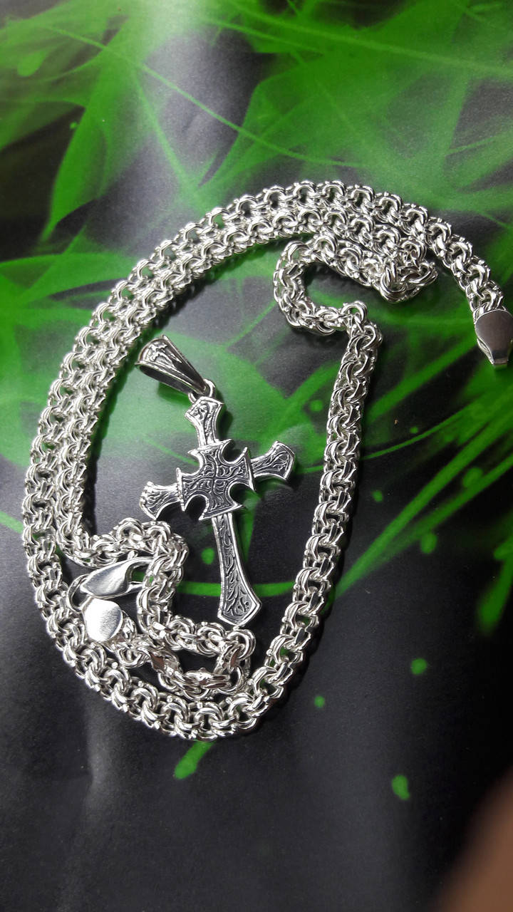 

Серебряная цепочка с крестом