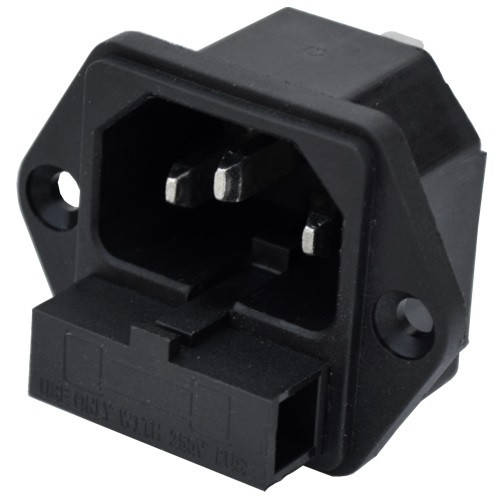 

Штекер сетевой , 3pin, монтажный, с предохранителем, корпус пластик