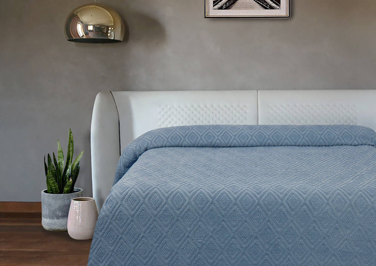 

Простынь махровая Lotus - Geo деним 200*220, Голубой