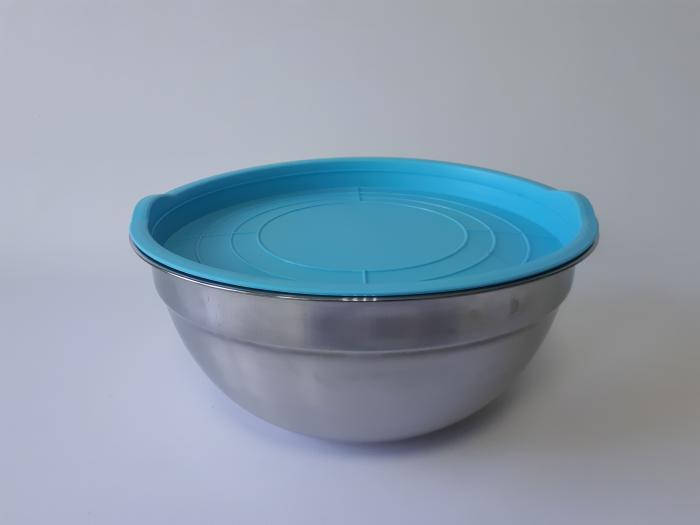 

Миска кухонная из нержавеющей стали глубокая с крышкой D 28 cm H 12,5 cm 5 литра для столовой Нержавейка