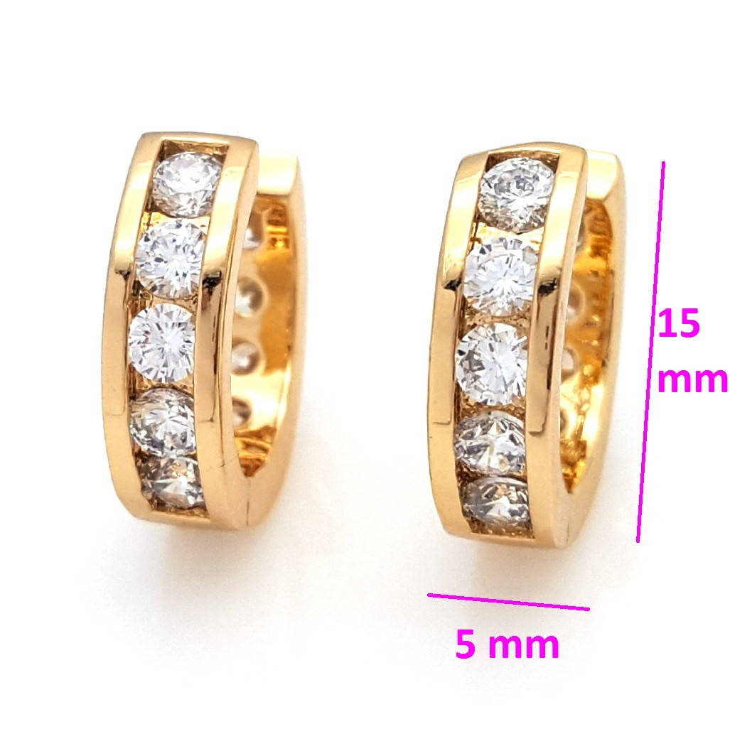 

Серьги медзолото, Дорожка пять камешков, Xuping, 18К