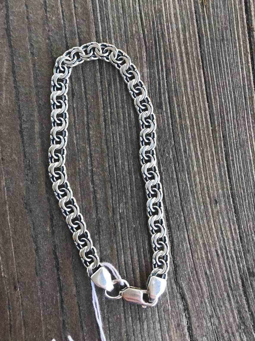 

Серебряный браслет мужской, 925 проба, размер 18