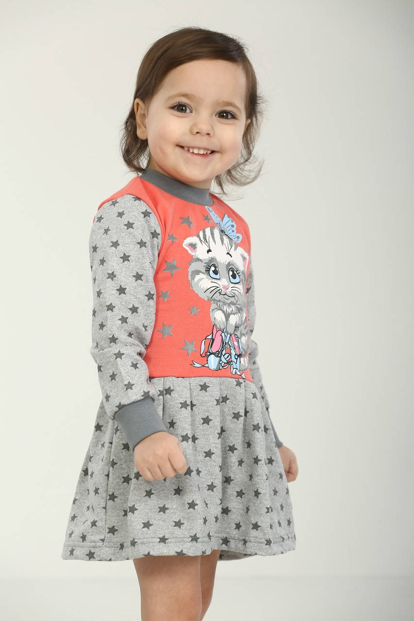 

Детское платье "Кошка" разм.28,30, Светло-серый
