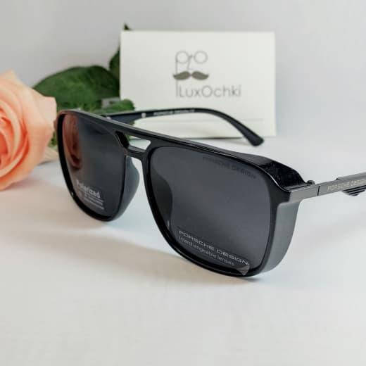 

Мужские солнцезащитные квадратные поляризованные очки Porsche Design, Черный