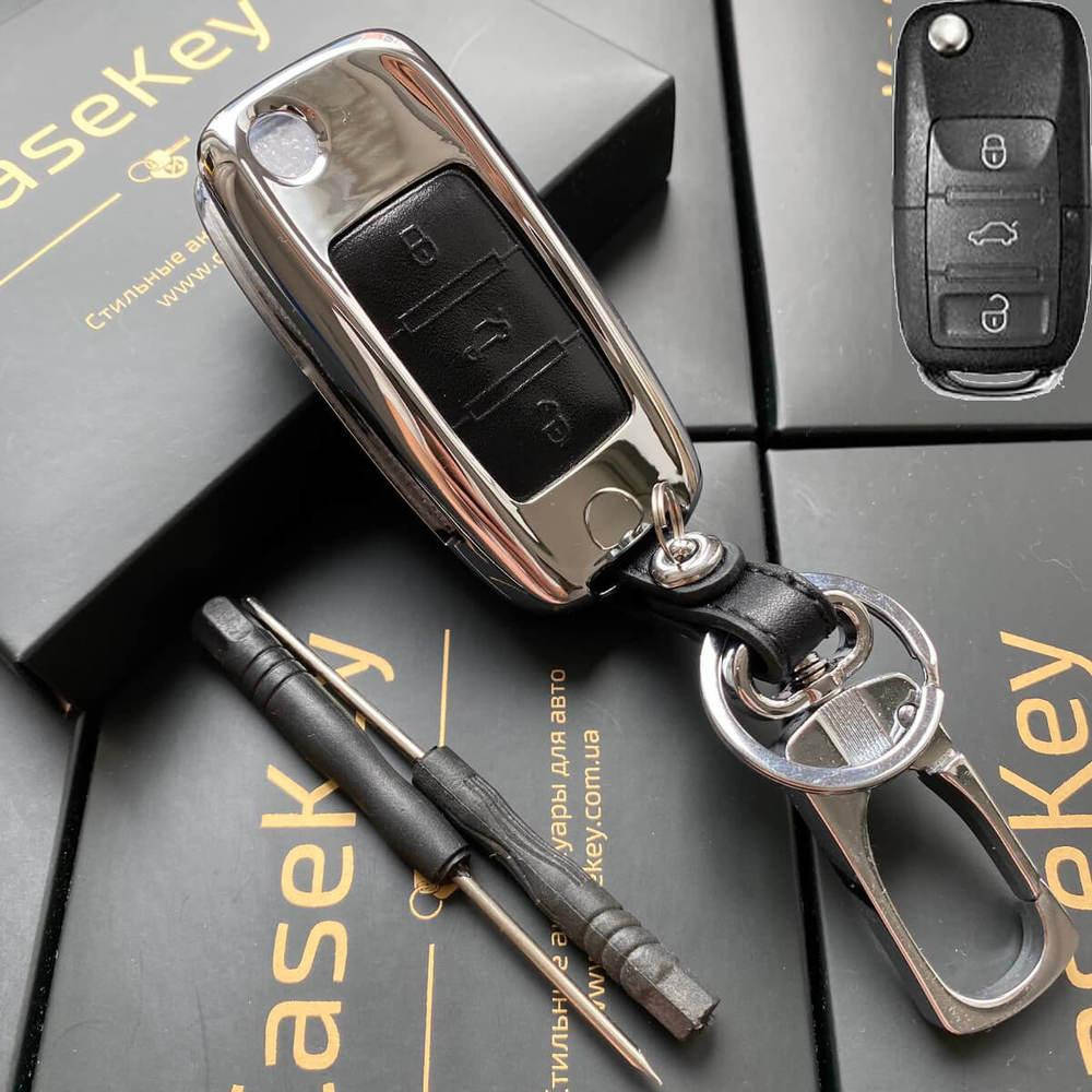 

Металический чехол для ключа Volkswagen, Черный