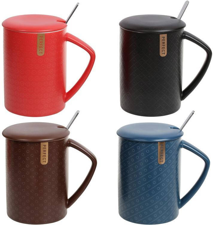 

Кружка фарфоровая "Perfect" 450мл с крышкой и ложкой