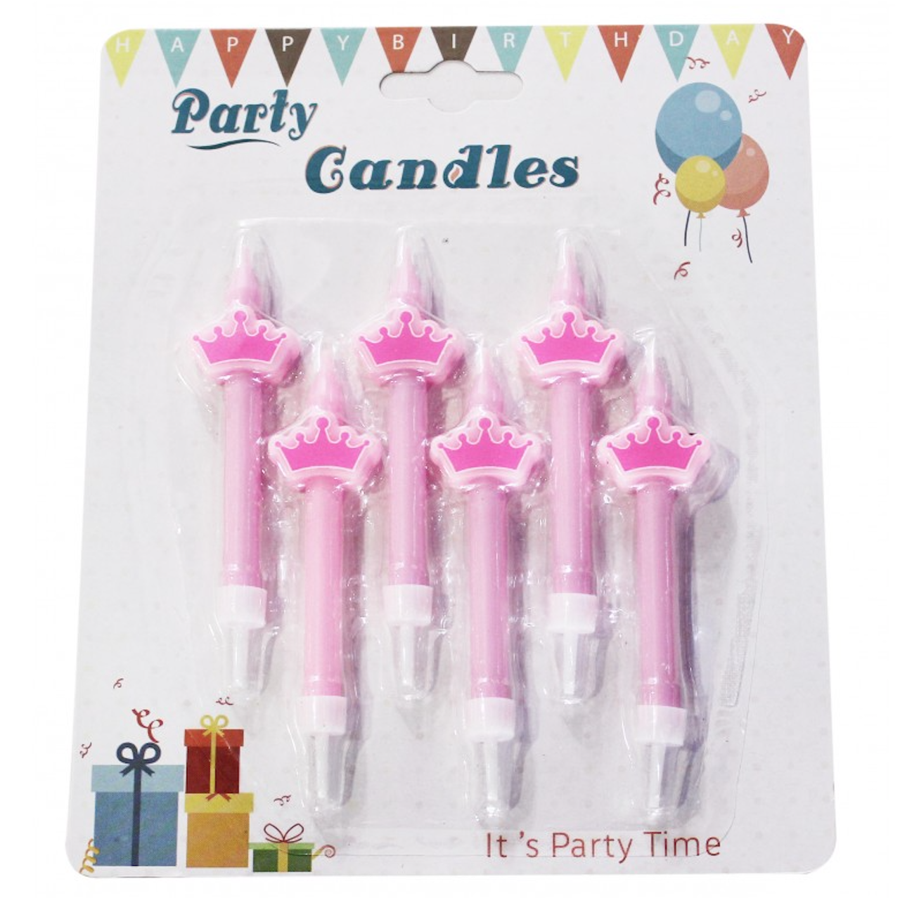 

Свечи для торта Короны розовые 6 шт