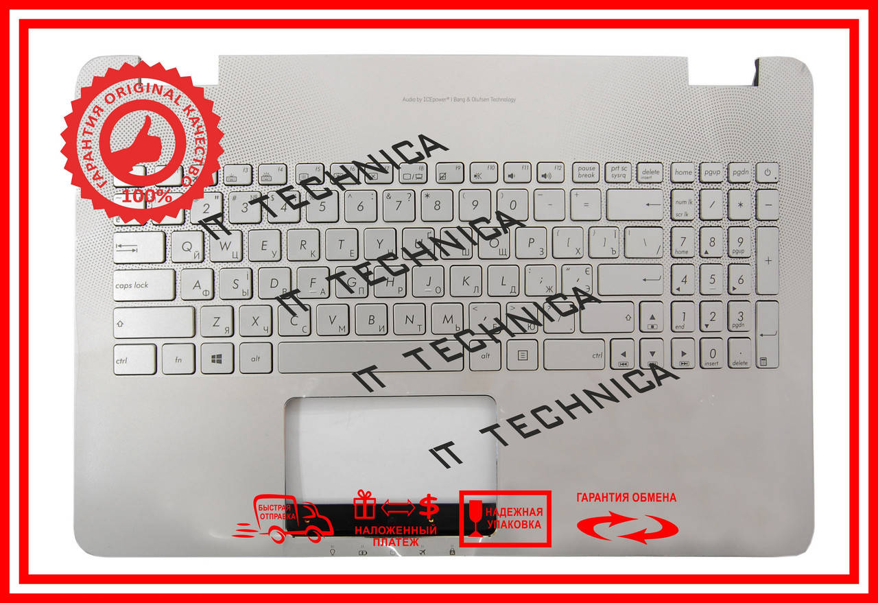 

Клавіатура ASUS N551 N551J N551JB N551JK N551JM N551ZN 551ZU N551JW серебристая с топкейсом+подсветка RU, Серебристый