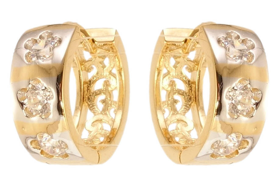 

Серьги Xuping Позолота 18K+Родий колечки "Цветочный орнамент с вставками циркония"