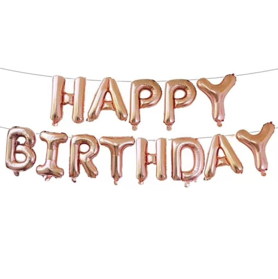 

Фольгированные надувные шары HAPPY BIRTHDAY | Розовое золото