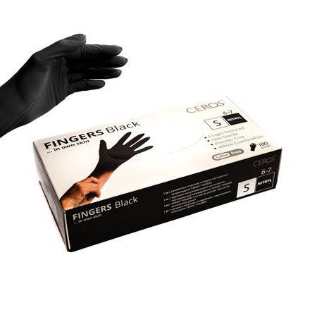 

Рукавички нітрилові нестерильні неприпудрені CEROS® "FINGERS BLACK, Черный