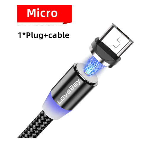 

Магнитный кабель Lovebay 2,4A, тканевый Micro usb 1м., Черный