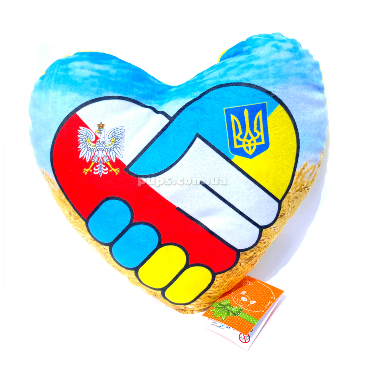 

Подушка патриотическая мягкая сердце, сувенир Украина-Польша, 36*36см