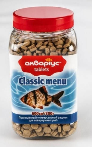 

Сухой корм Аквариус в таблетках Classic Menu 300 г / 600 мл