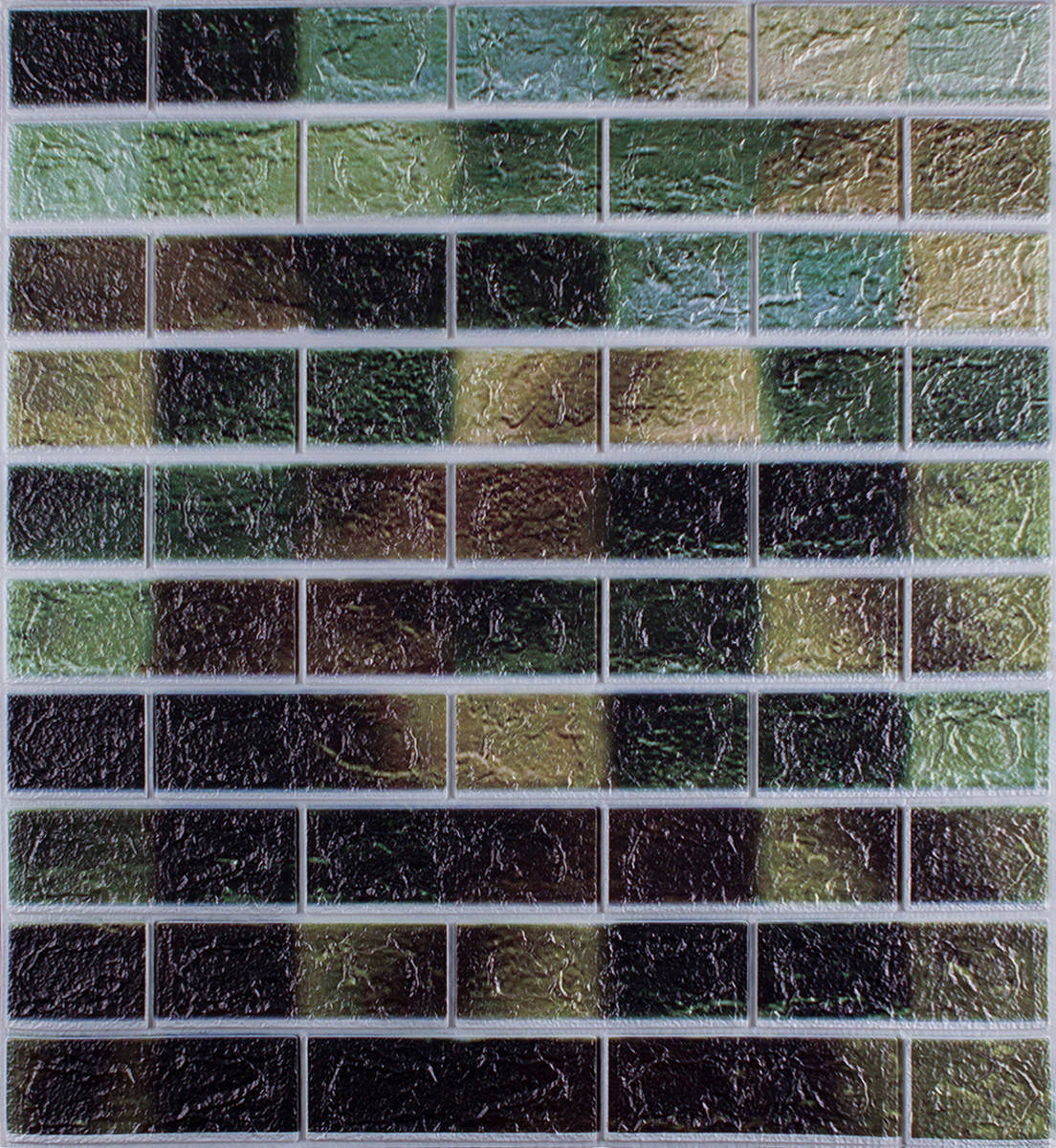 

Самоклеющаяся декоративная 3D панель под кирпич зеленый микс 700x770x5мм