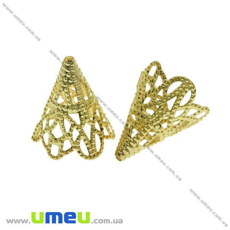 

Колпачок металлический ажурный, 20х17 мм, Золото, 1 шт (OBN-028408)