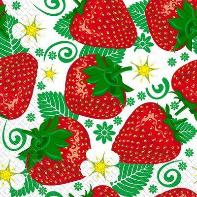 

Салфетки бумажные трехслойные с рисунком Марго "Клубника" 18 шт, Разные цвета