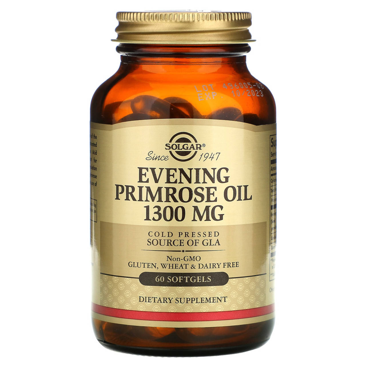 

Масло примулы вечерней (Evening Primrose Oil), Solgar, 1300 мг, 60 капсул