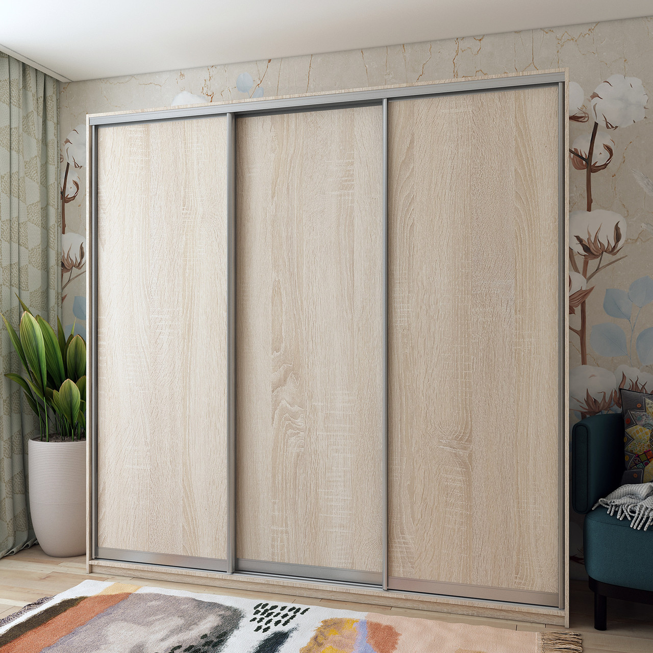 Шафа купе Doros Сіті Лайт Дуб сонома 3 ДСП 225х60х225 (42002137)