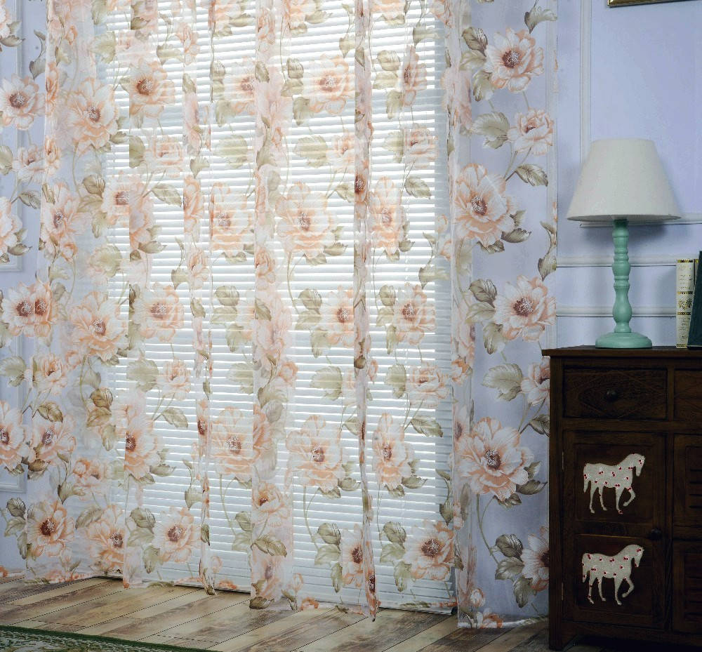 

Тюль лен с большим цветком