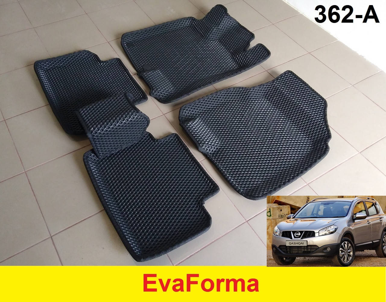 

3D коврики EvaForma на Nissan Qashqai J10 '06-13, коврики ЕВА, Черный