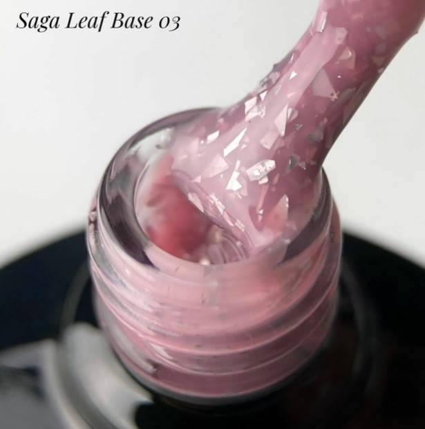 

База для ногтей камуфлирующая с хлопьями потали Saga Leaf Base №03 8мл, Голубой