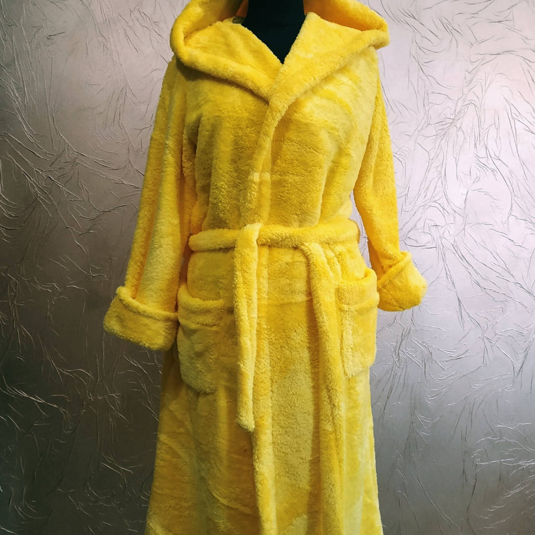 

Халат махровый длинный с капюшоном "жёлтый", Желтый
