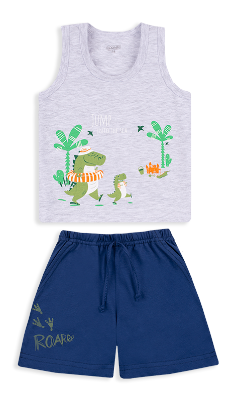 

Костюм (майка и шорты) летние для мальчика Технозавр Серый