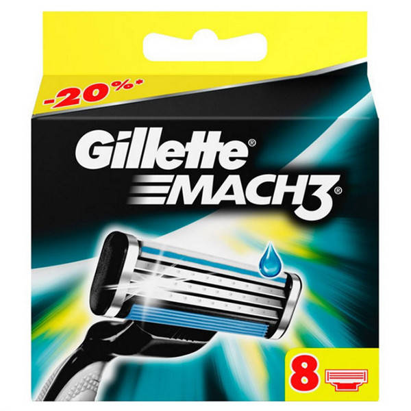 

Gillette Mach3 8 шт. в упаковке сменные кассеты для бритья, оргинал