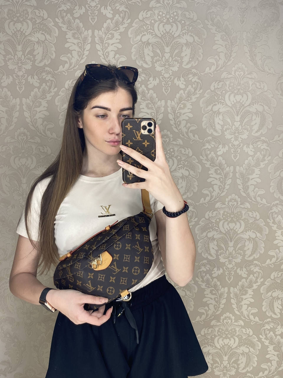 

Модная женская коричневая бананка на пояс Louis Vuitton Луи Витон, Коричневый